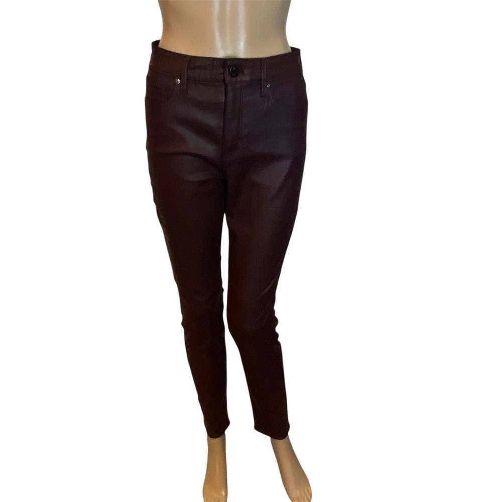White House Black Market WHBM High-Rise Coated Skinny Jeans Red-Brown Sz 4 EUC
